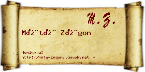 Máté Zágon névjegykártya